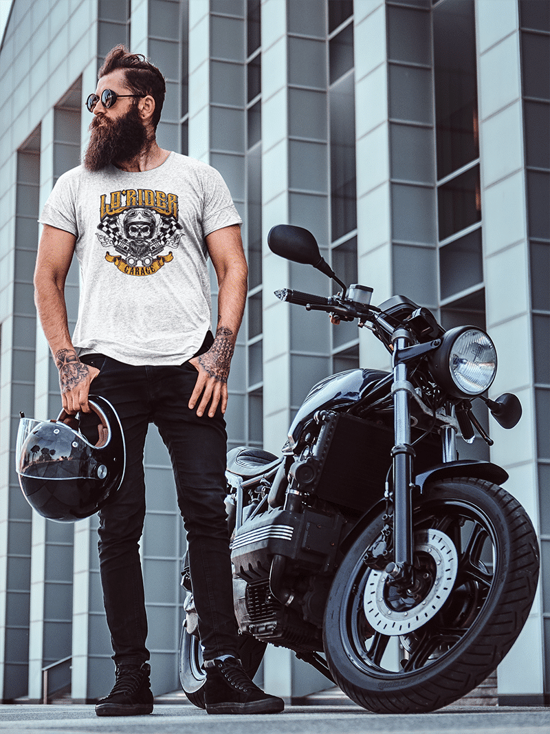 créations du flocages sur tee-shirt pour un garage de moto.