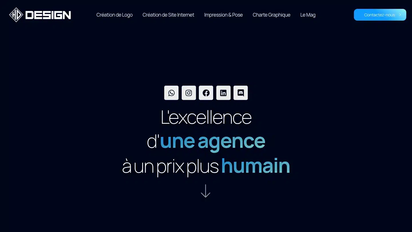Capture de la page d’accueil de HD Design